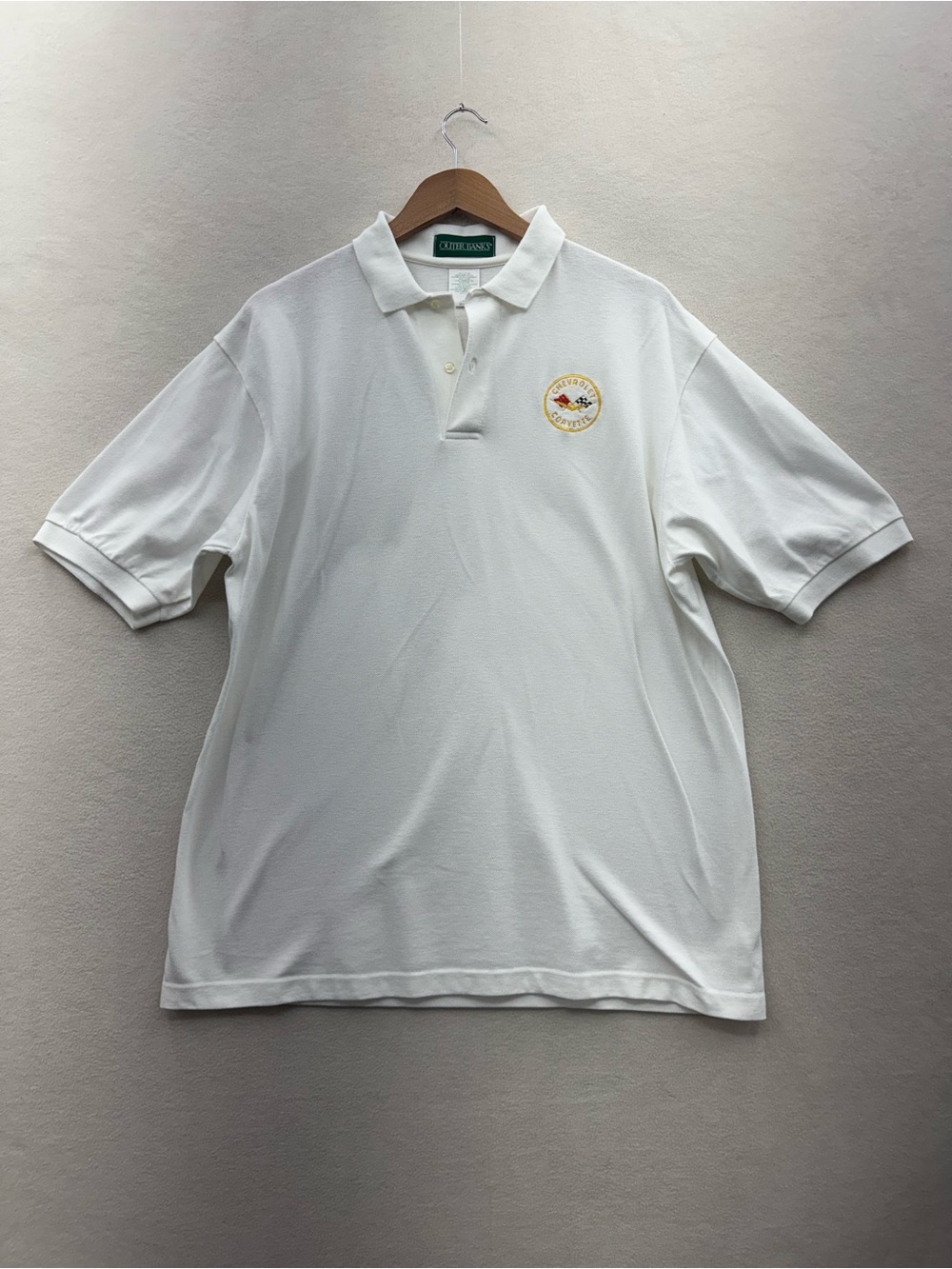 Outerbanks Men’s Large White Polo Shirt Chevrolet Corvette Club
